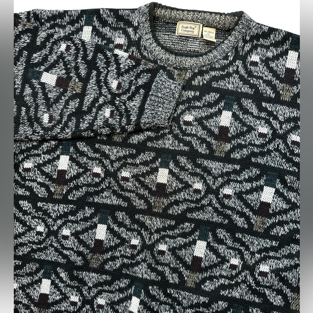 Vintage Bugle Boy Men’s Sweater Size XL Coogi‎ Style/Bill Cosby Retro Black/Gray